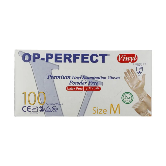 دستکش وینیل اپی‌پرفکت مدل پریمیوم سایز مدیوم بسته 100 عددی 101533305